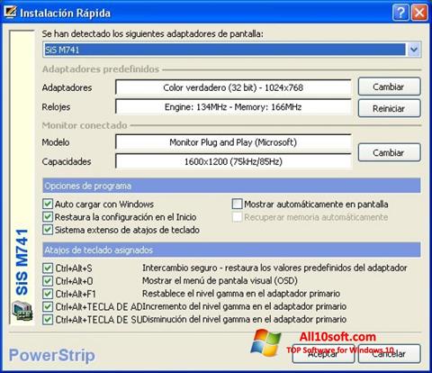 Στιγμιότυπο οθόνης PowerStrip Windows 10