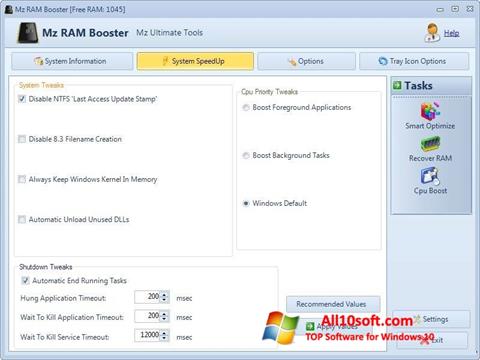 Στιγμιότυπο οθόνης Mz RAM Booster Windows 10