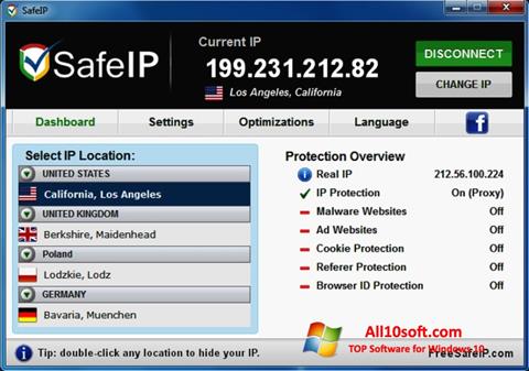 Στιγμιότυπο οθόνης SafeIP Windows 10