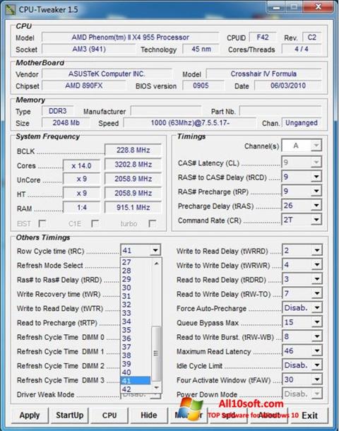Στιγμιότυπο οθόνης CPU-Tweaker Windows 10