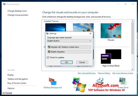Στιγμιότυπο οθόνης Personalization Panel Windows 10