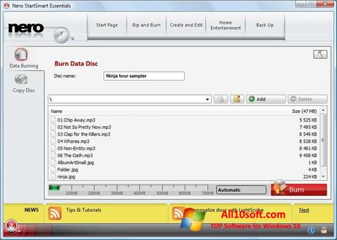 Στιγμιότυπο οθόνης Nero StartSmart Windows 10