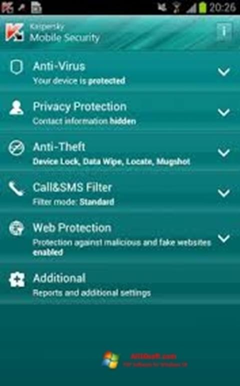 Στιγμιότυπο οθόνης Kaspersky Mobile Security Windows 10