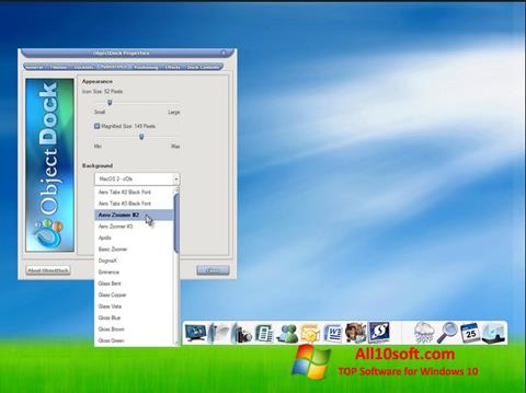 Στιγμιότυπο οθόνης ObjectDock Windows 10