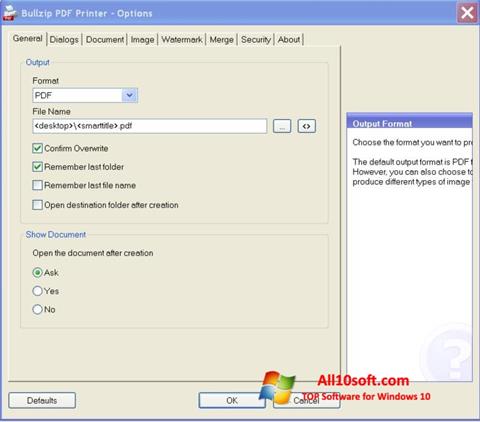Στιγμιότυπο οθόνης BullZip PDF Printer Windows 10