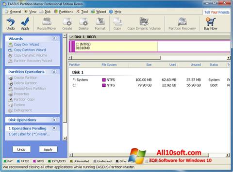 Στιγμιότυπο οθόνης EASEUS Partition Master Windows 10