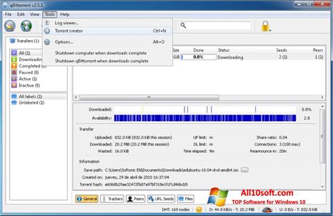 Στιγμιότυπο οθόνης qBittorrent Windows 10