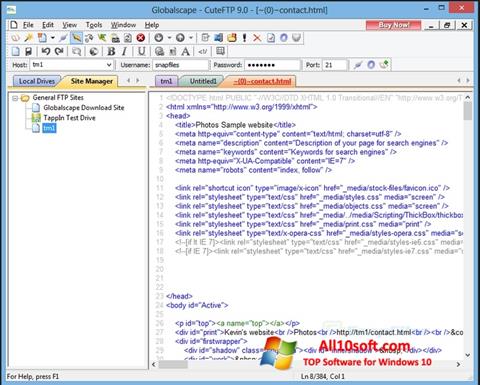 Στιγμιότυπο οθόνης CuteFTP Windows 10
