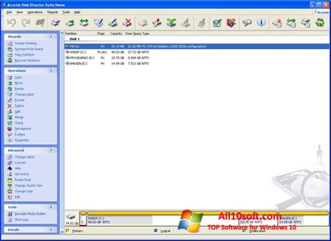 Στιγμιότυπο οθόνης Acronis Disk Director Windows 10